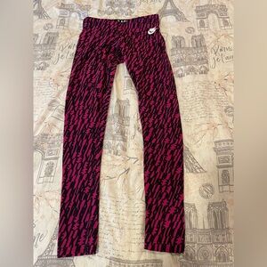 Nike Black and Pink Graphic Leggings size M
